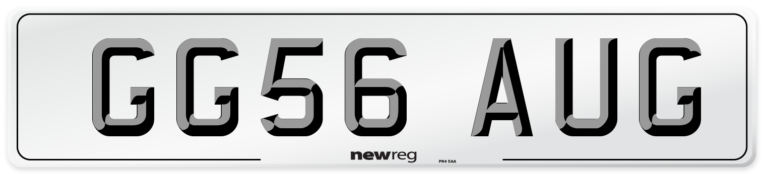 GG56 AUG Number Plate from New Reg